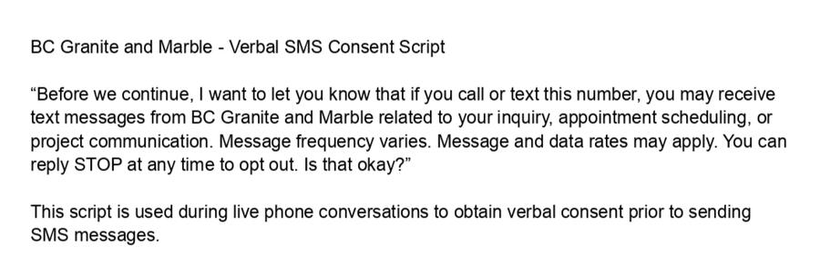 Verbal SMS Consent Script